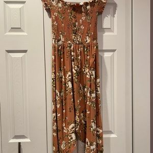 Floral smocked top high low dress